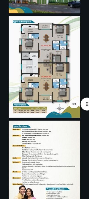 Floor Plan in 3 BHK Apartment at Kalinga Nagar – for Sale