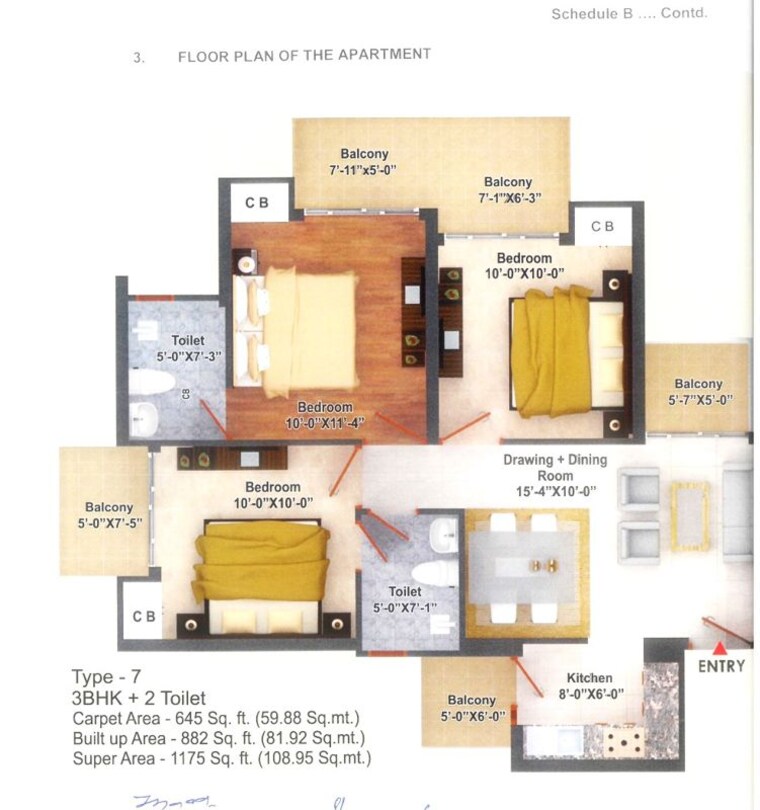 Floor Plan, rg-luxury-homes 3 Bedroom 1175 Sq.Ft. Apartment In Sector 16b Greater Noida Greater Noida 10673965