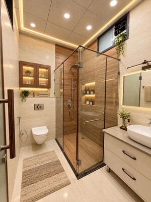 Bathroom in 4 BHK Builder Floor at Panchsheel Park – for Sale
