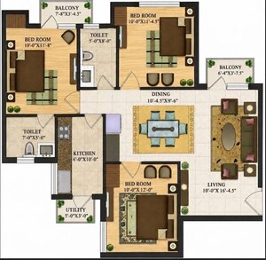 Floor Plan in 3 BHK Builder Floor at Sare Crescent Parc, Sector 92 – for Sale