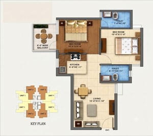 Floor Plan in 2 BHK Apartment at Zara Rossa, Sector 112 – for Sale