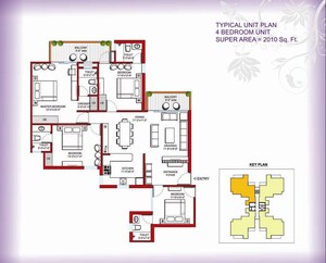 Floor Plan in 3 BHK Apartment at Tulip Violet, Sector 69 – for Sale