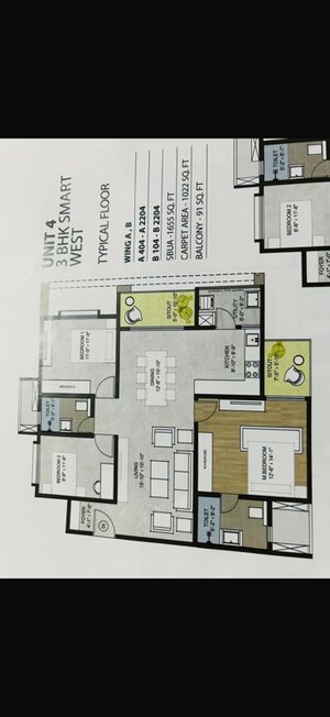 Floor Plan in 3 BHK Apartment at Sumadhura Sarang, Doddabanahalli – for Sale