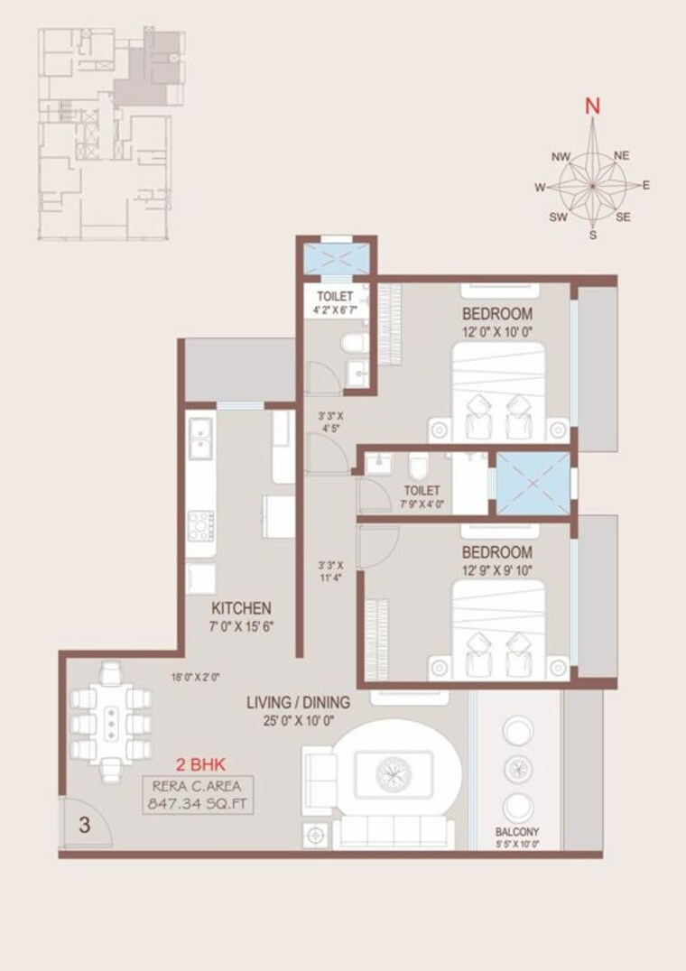 Floor Plan, bandra west 2 Bedroom 756 Sq.Ft. Apartment In Bandra West Mumbai 10675965