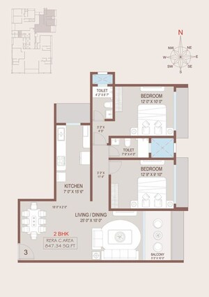 Floor Plan in 2 BHK Apartment at Pali Hill – for Sale