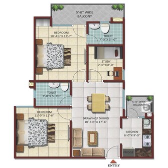 2.5 BHK +  1110 Sq.Ft. Apartment in Eureka Diya Green City