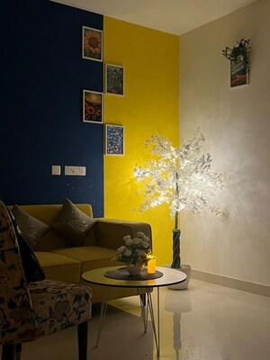Living Room in 3 BHK Apartment at Allwin El Comercia, Nagla Road – for Rent