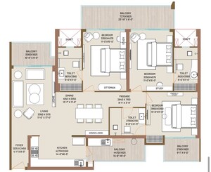 Floor Plan in 3 BHK Apartment at Ivory County, Sector 115 – for Sale