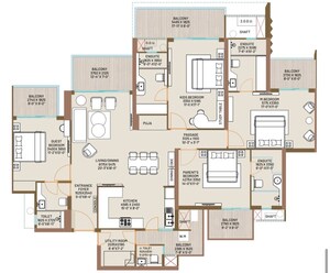 Floor Plan in 4 BHK Apartment at Ivory County, Sector 115 – for Sale