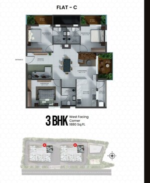 Floor Plan in 3 BHK Apartment at Vian Mrida, Kollur – for Sale