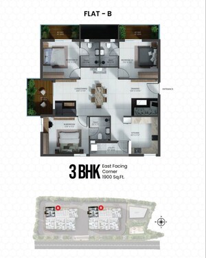 Floor Plan in 3 BHK Apartment at Vian Mrida, Kollur – for Sale
