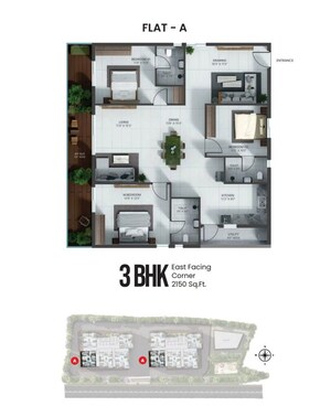 Floor Plan in 3 BHK Apartment at Vian Mrida, Kollur – for Sale