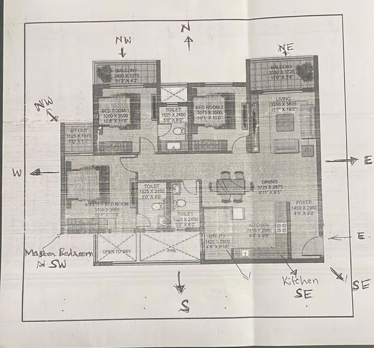 Floor Plan, rmz-galleria 3 Bedroom 1709 Sq.Ft. Apartment In Yelahanka Bangalore 10678965