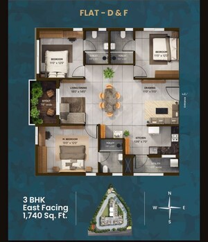 Floor Plan in 3 BHK Apartment at Vian Mrida, Kollur – for Sale
