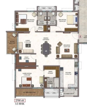 Floor Plan in 3.5 BHK Apartment at Vision Arsha, Tellapur – for Sale