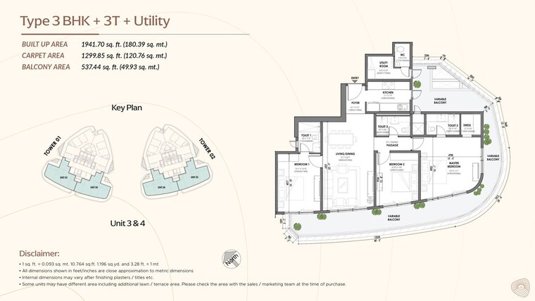 Floor Plan, eldeco-terra-and-sol 3 Bedroom 2450 Sq.Ft. Apartment In Sector 80 Gurgaon 10680304