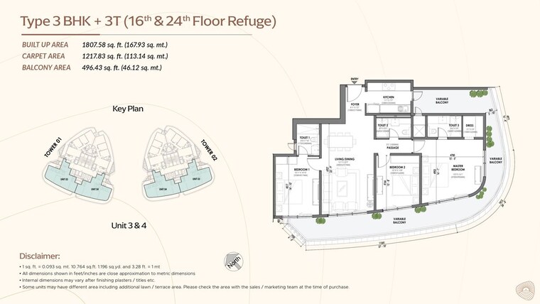 Floor Plan, eldeco-terra-and-sol 3 Bedroom 2450 Sq.Ft. Apartment In Sector 80 Gurgaon 10680304