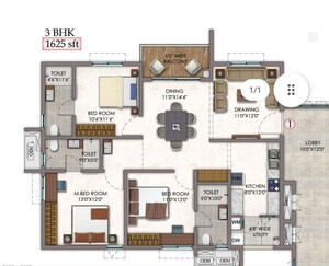Floor Plan in 3 BHK Apartment at Vision Arsha, Tellapur – for Sale