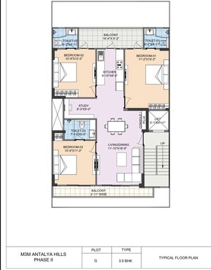 Floor Plan in 3.5 BHK Builder Floor at M3M Antalya Hills, Sector 79 – for Sale