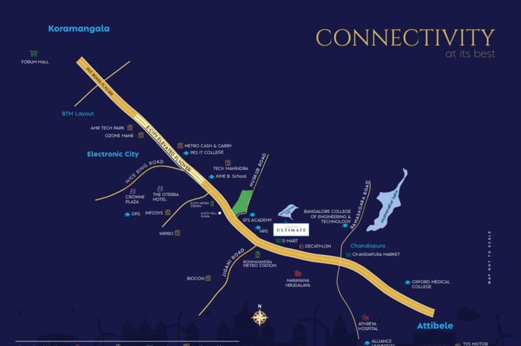 Map Location, shriram-sapphire 3 Bedroom 1265 Sq.Ft. Apartment In Bommasandra Bangalore 10681232