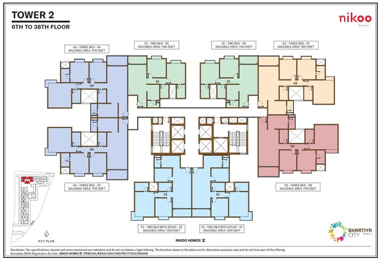 Floor Plan, bhartiya-city-nikoo-homes-5 2 Bedroom 1148 Sq.Ft. Apartment In Thanisandra Main Road Bangalore 10681544