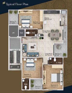 Floor Plan in 3 BHK Apartment at Shankar Nagar – for Sale