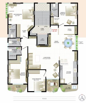 Floor Plan in 4 BHK Apartment at Chatrapati Nagar – for Sale