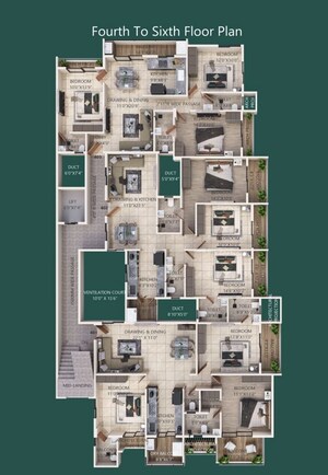 Floor Plan in 4 BHK Apartment at Gandhi Nagar – for Sale