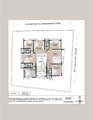 Floor Plan in 1 BHK Apartment at Siddhi Elite, Vile Parle East – for Sale