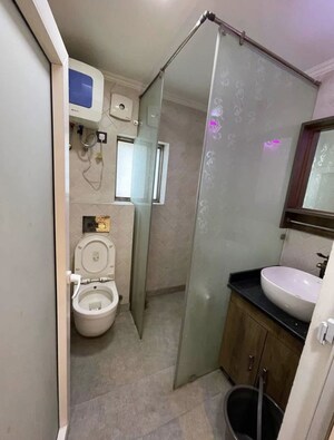 Bathroom in 2 BHK Builder Floor at Ramesh Nagar – for Rent