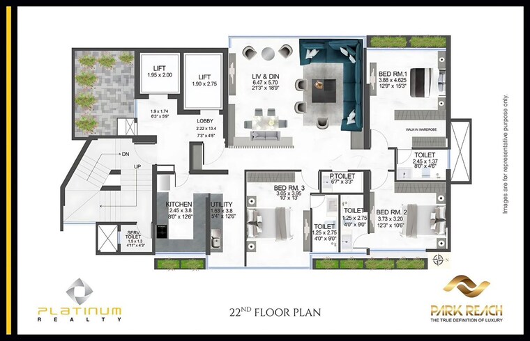 Floor Plan, platinum-park-reach 3 Bedroom 1452 Sq.Ft. Apartment In Bandra West Mumbai 10682693