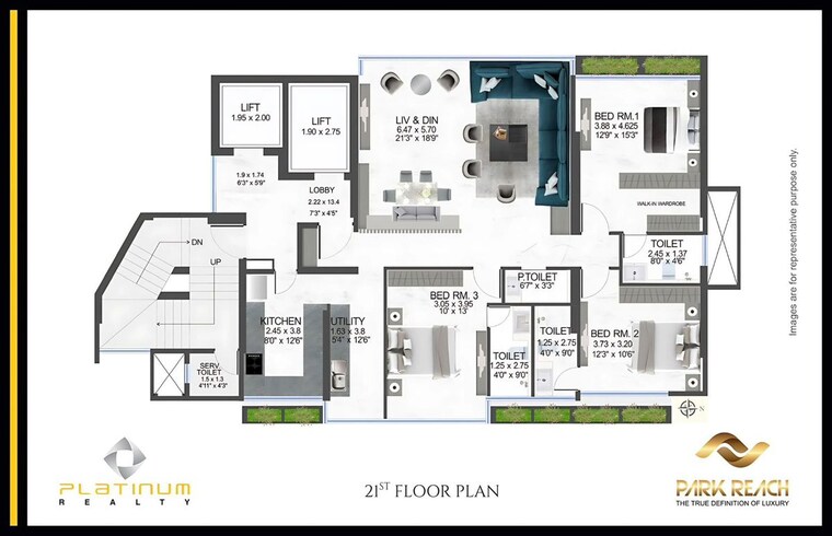 Floor Plan, platinum-park-reach 3 Bedroom 1452 Sq.Ft. Apartment In Bandra West Mumbai 10682693