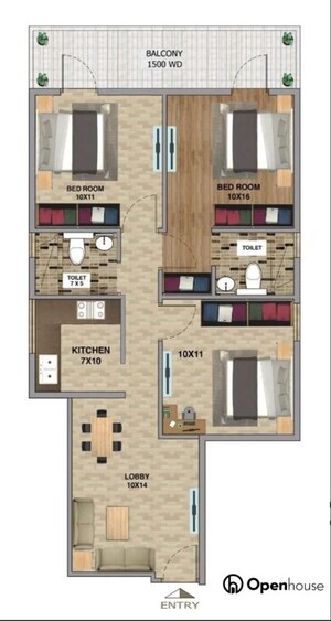 Floor Plan in 3 BHK Apartment at ROF Aalayas, Sector 102 – for Sale
