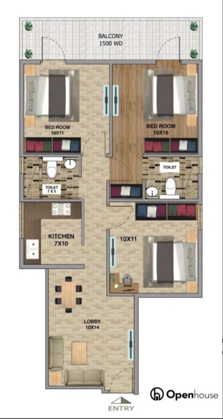 Floor Plan, rof-aalayas 3 Bedroom 838 Sq.Ft. Apartment In Sector 102 Gurgaon 10683891
