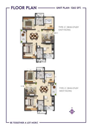 Floor Plan in 2 BHK Apartment at Ramky One Symphony, Peeranchuruvu – for Sale