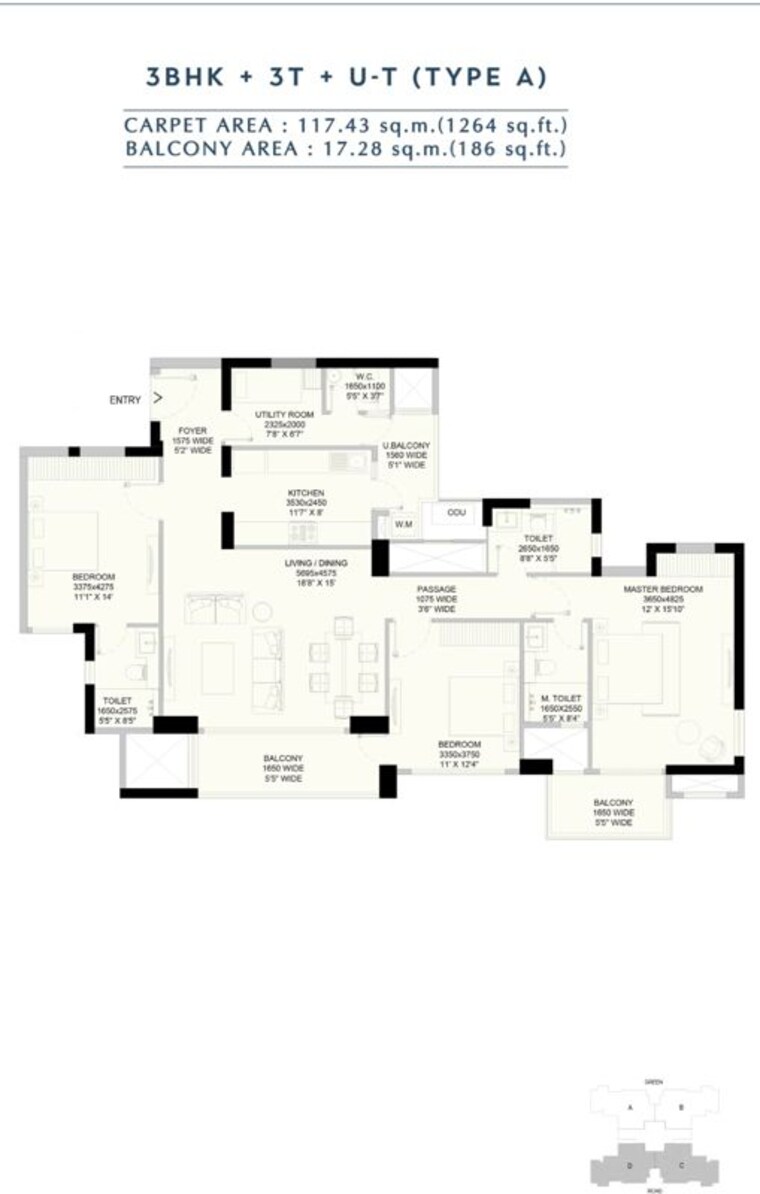Floor Plan, emaar-amaris 4 Bedroom 2700 Sq.Ft. Apartment In Sector 62 Gurgaon 10684682
