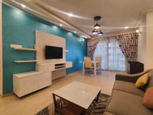 Living Room in 2 BHK Apartment at Bhartiya City Nikoo Homes II, Thanisandra Main Road – for Rent