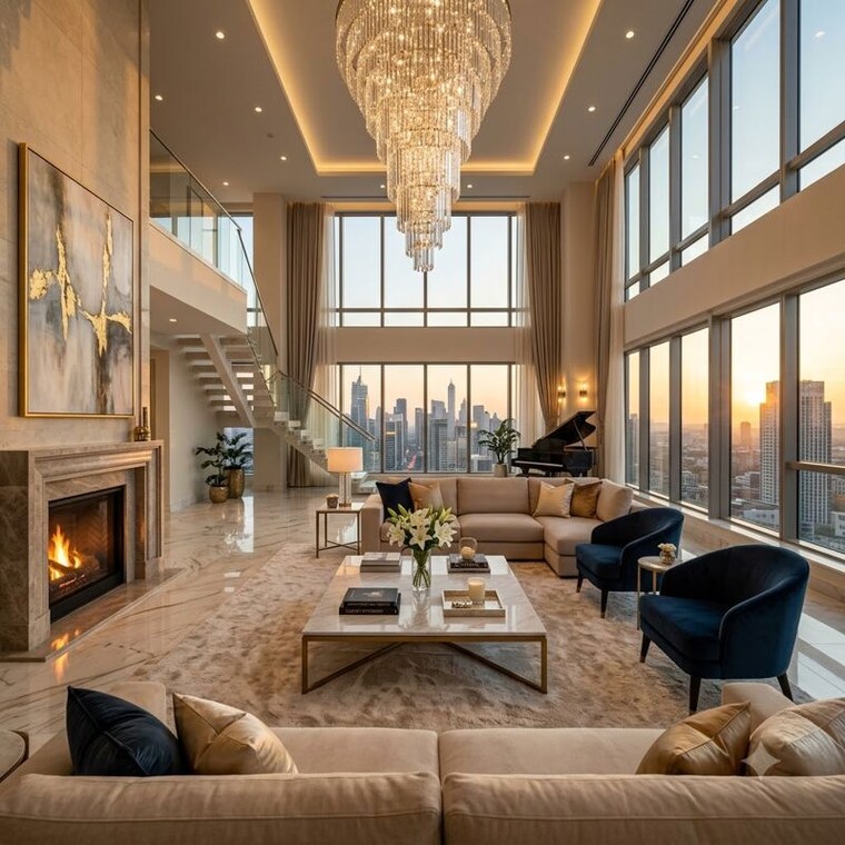 Living Room, smart-world-one-dxp 4 Bedroom 3055 Sq.Ft. Apartment In Sector 113 Gurgaon 10688471