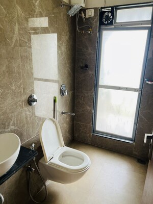 Bathroom in 3 BHK Apartment at Mokal Pushp Pinnacle, Kharghar – for Rent