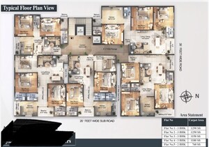 Floor Plan in 3 BHK Apartment at Shaifa Ambience, Gulshan E Iqbal Colony – for Sale