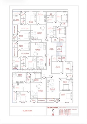 Floor Plan in 3 BHK Apartment at Shaifa Ambience, Gulshan E Iqbal Colony – for Sale