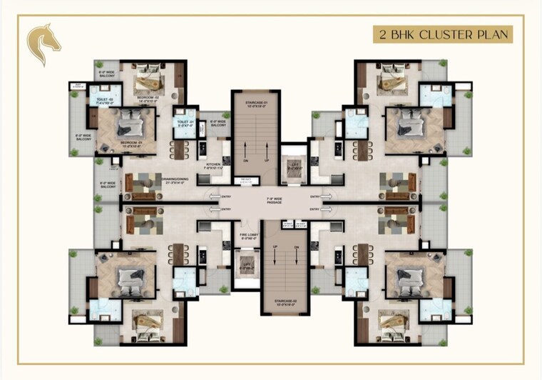Floor Plan, dera bassi 2 Bedroom 1275 Sq.Ft. Apartment In Dera Bassi Mohali 10637202