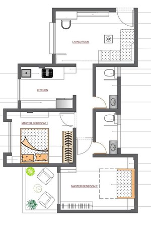 Floor Plan in 2 BHK Apartment at Gulmohar Paradise Homes, Kharadi – for Sale