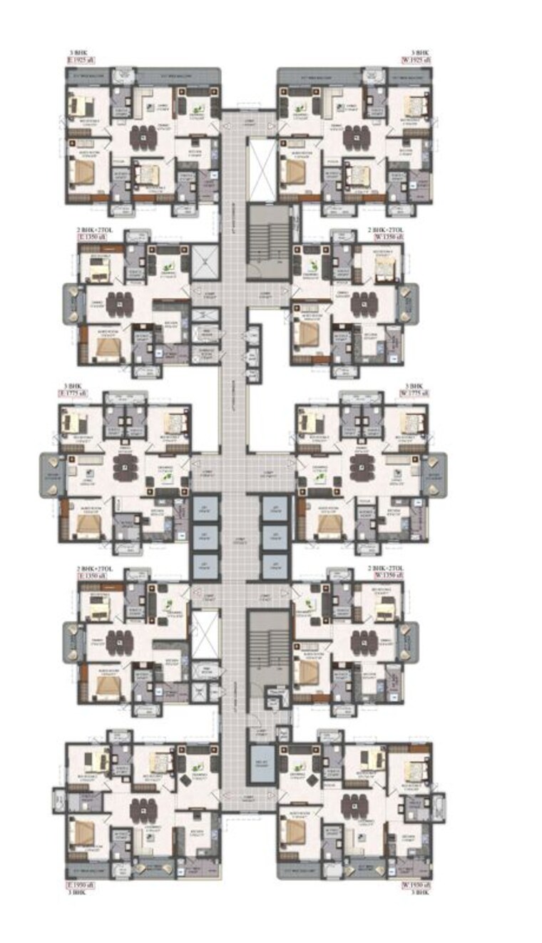 Floor Plan, mallampet 2 Bedroom 1350 Sq.Ft. Apartment In Mallampet Hyderabad 10693168