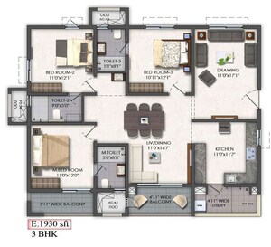 Floor Plan in 2 BHK Apartment at Mallampet – for Sale