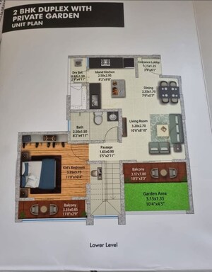 Floor Plan in 2 BHK Apartment at Gera Planet Of Joy, Kharadi – for Rent