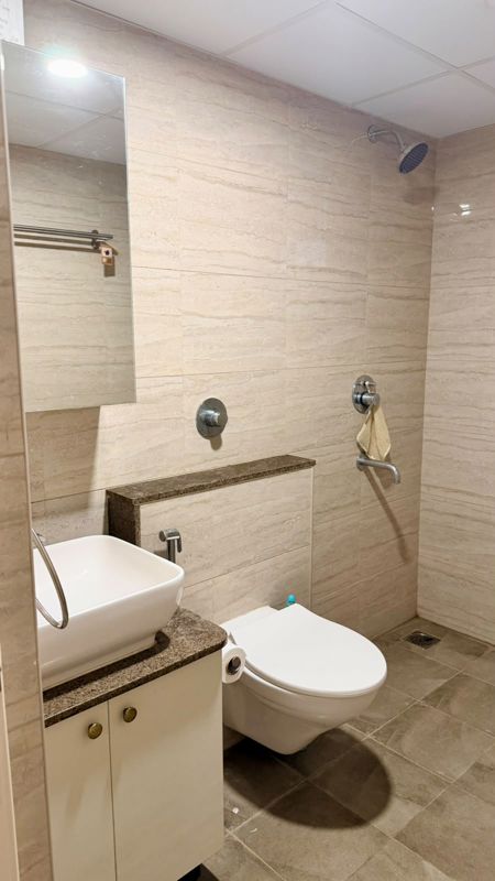 Bathroom in 3 BHK Apartment at Goyal Orchid Piccadilly, Thanisandra Main Road – for Rent