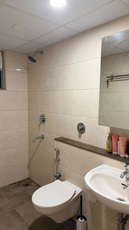 Bathroom in 3 BHK Apartment at Goyal Orchid Piccadilly, Thanisandra Main Road – for Rent
