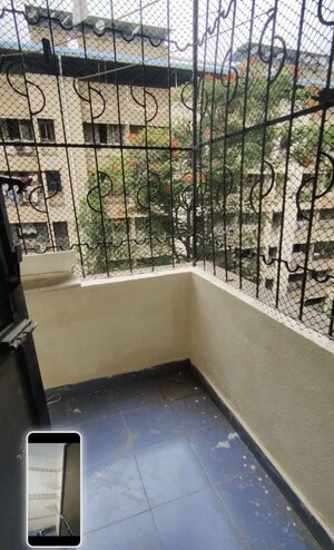 Balcony in 1 BHK Apartment at Alguj CHS, Vasant Vihar – for Rent