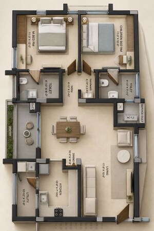 Floor Plan in 2 BHK Apartment at UNM Aura, Nallagandla – for Rent